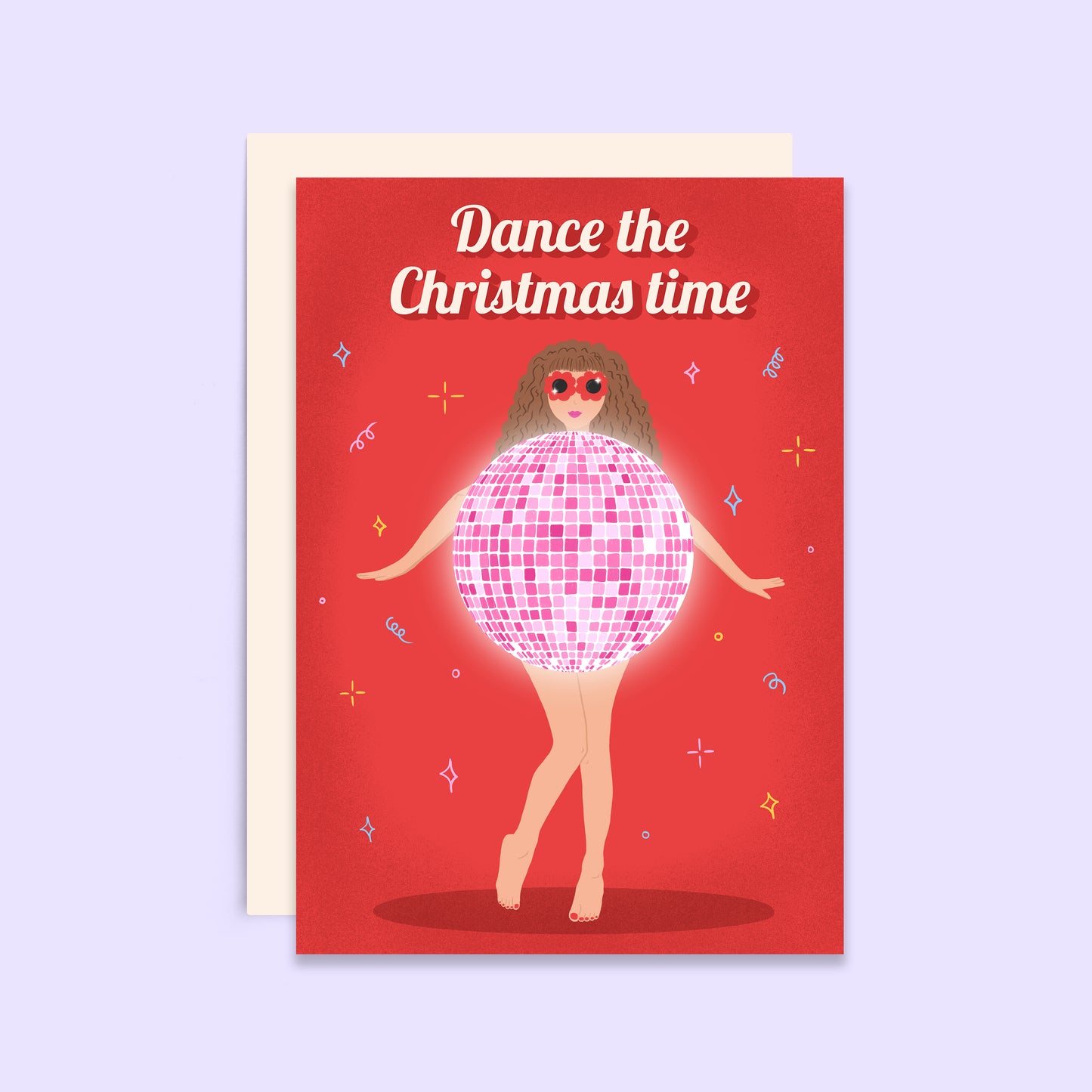 Dance The Christmas Time Card | Disco Ball Christmas Card | Holiday Card | Seasonal Card