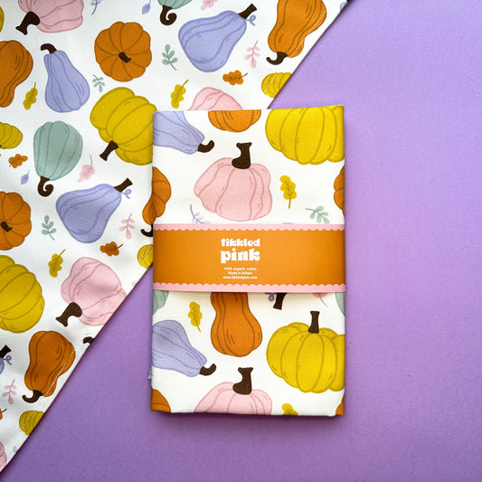 Pumpkins Tea Towel | Pastel Autumn Pumpkins Cotton Tea Towel