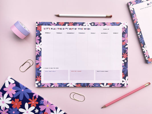 Floral A4 Weekly Planner Notepad