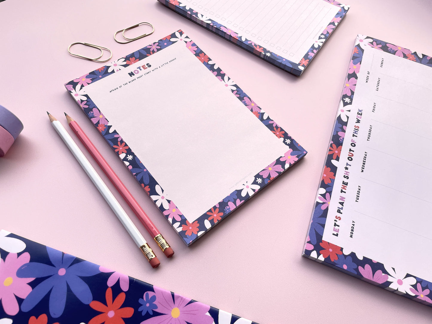 Floral Blank List A5 Notepad