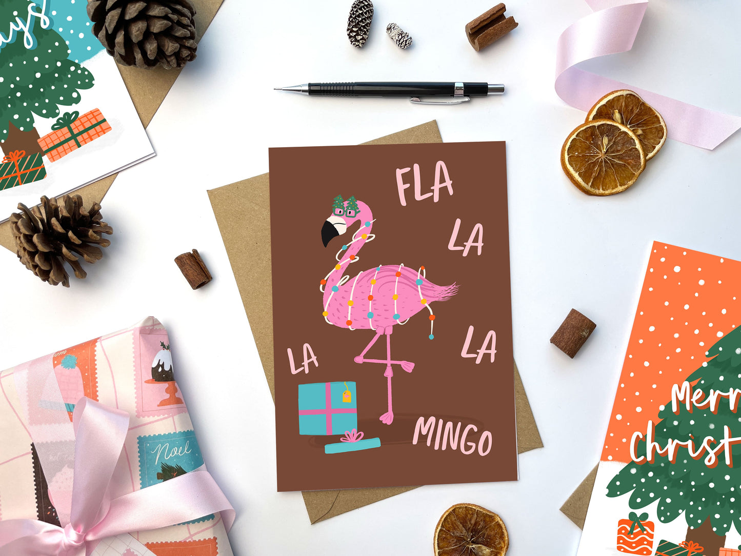 Fla-La-La-Mingo - Christmas Card