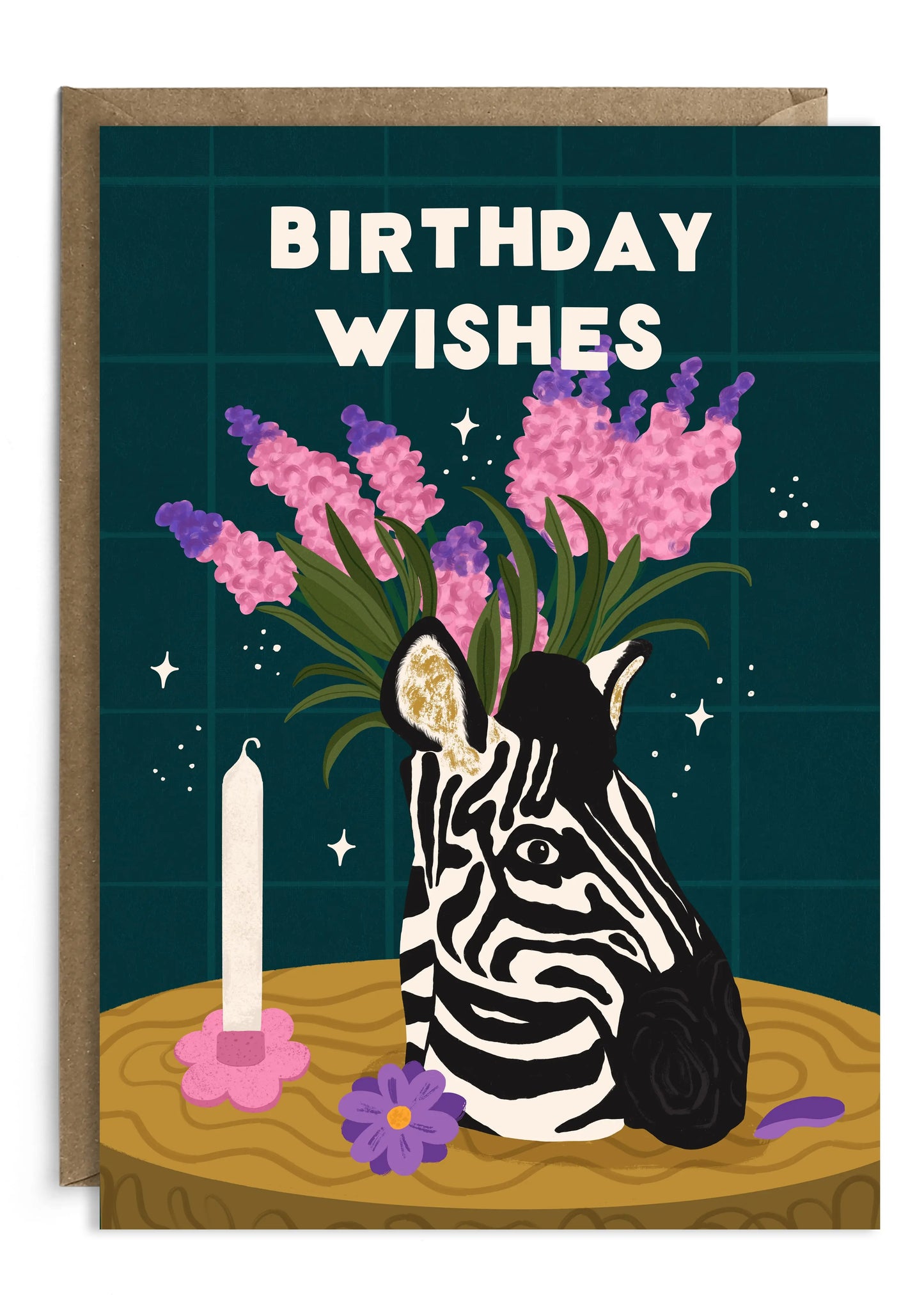 Zebra Vase Birthday Card | Animal Birthday Card | Zebra Card