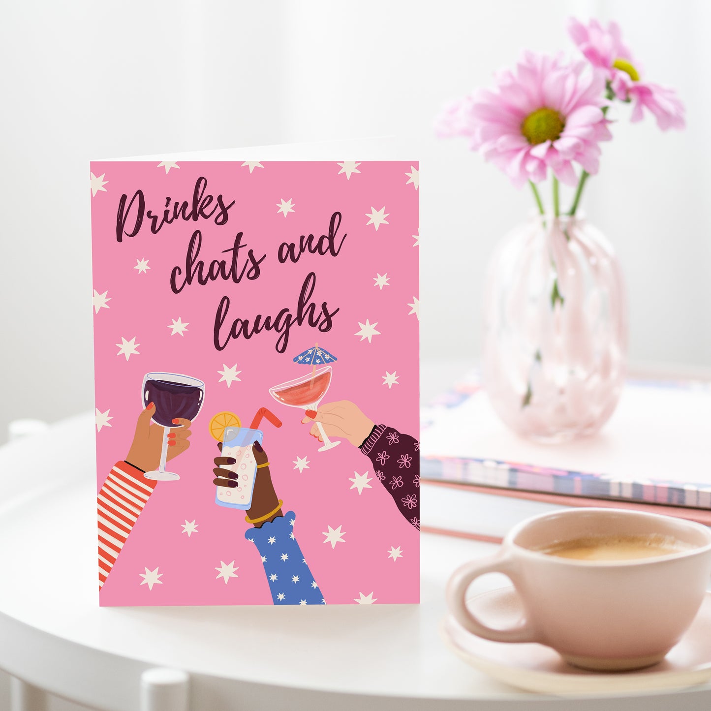 Drinks Chats Laughs Card | Friendship Card | Galentine’s Day