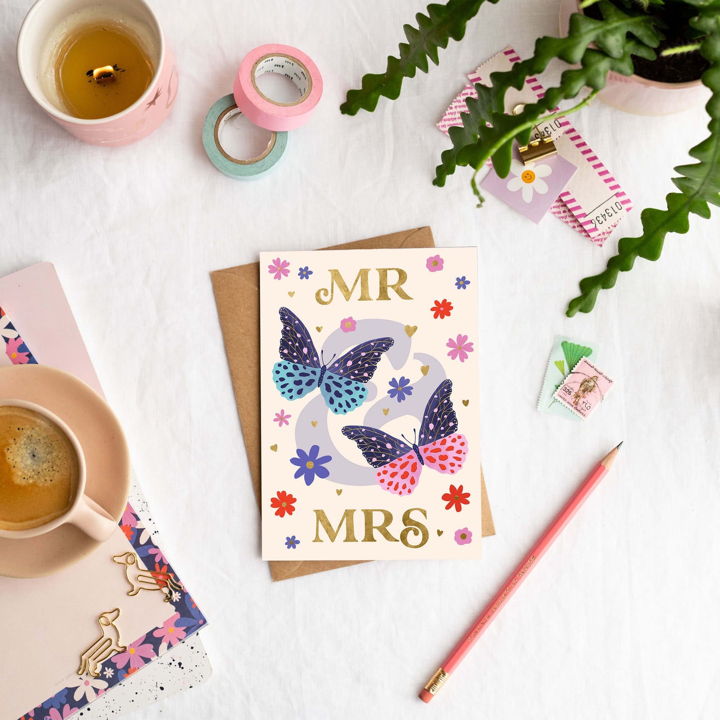 Mr & Mrs Wedding Card | Engagement Cards | Gold Foil Cards