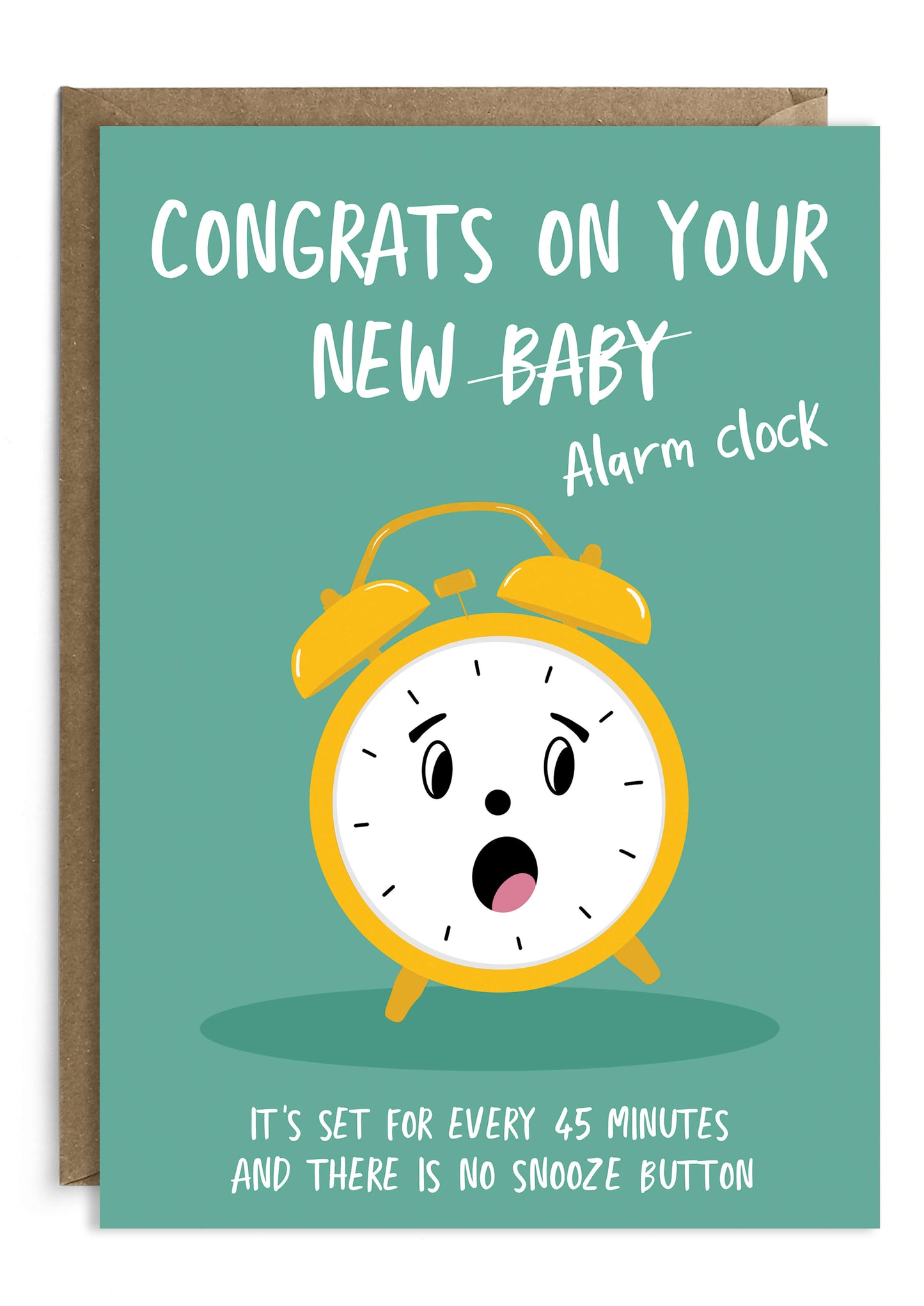 Funny New Baby Card - Alarm Clock