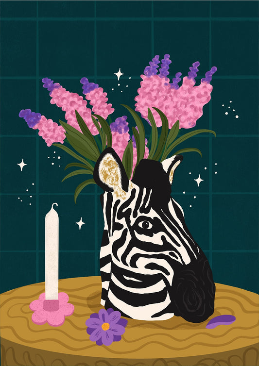 Zebra Vase - Art Print | Home Decor | Office Wall Art