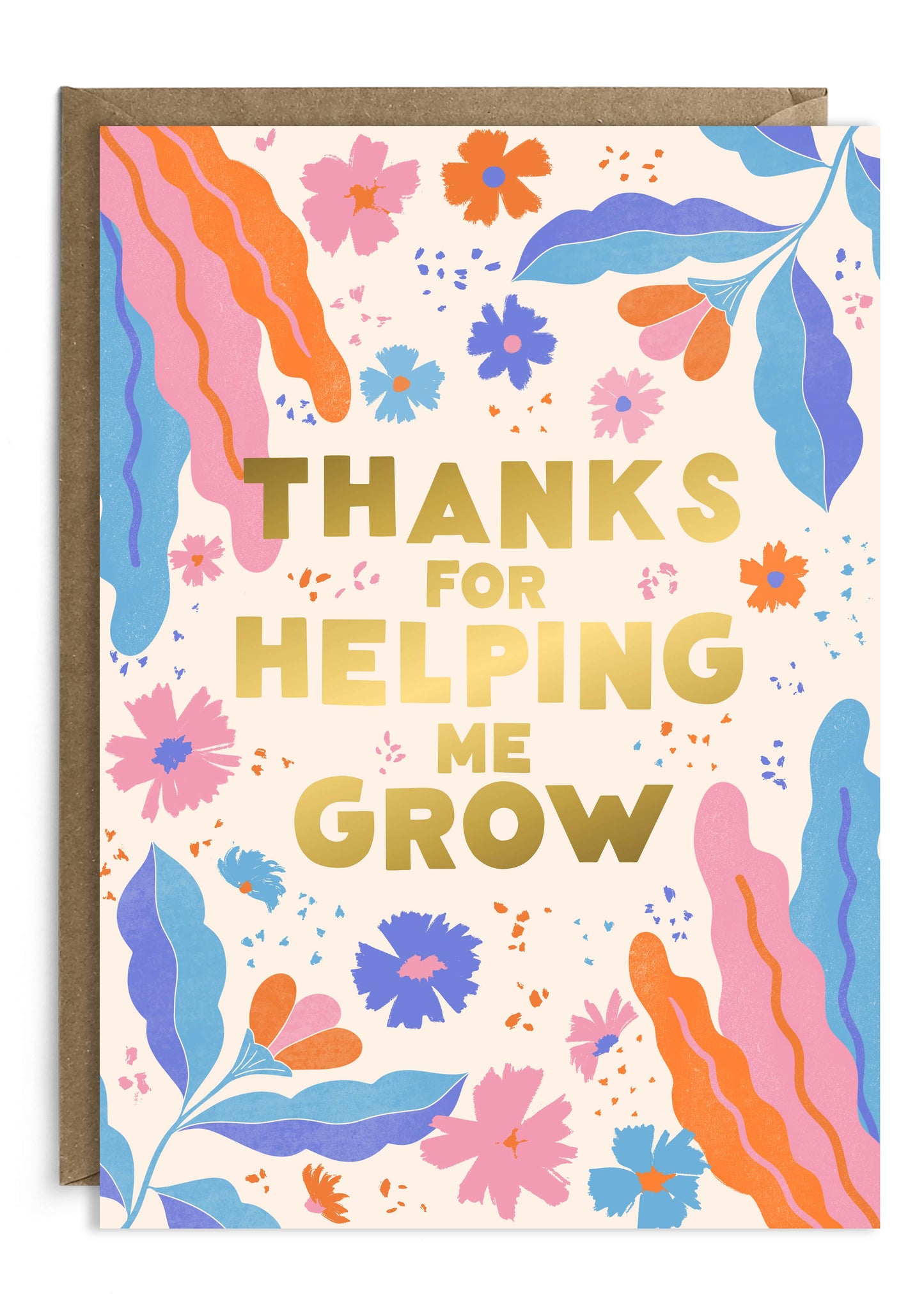 Thanks For Helping Me Grow Card | Gold Foil Thank You Card