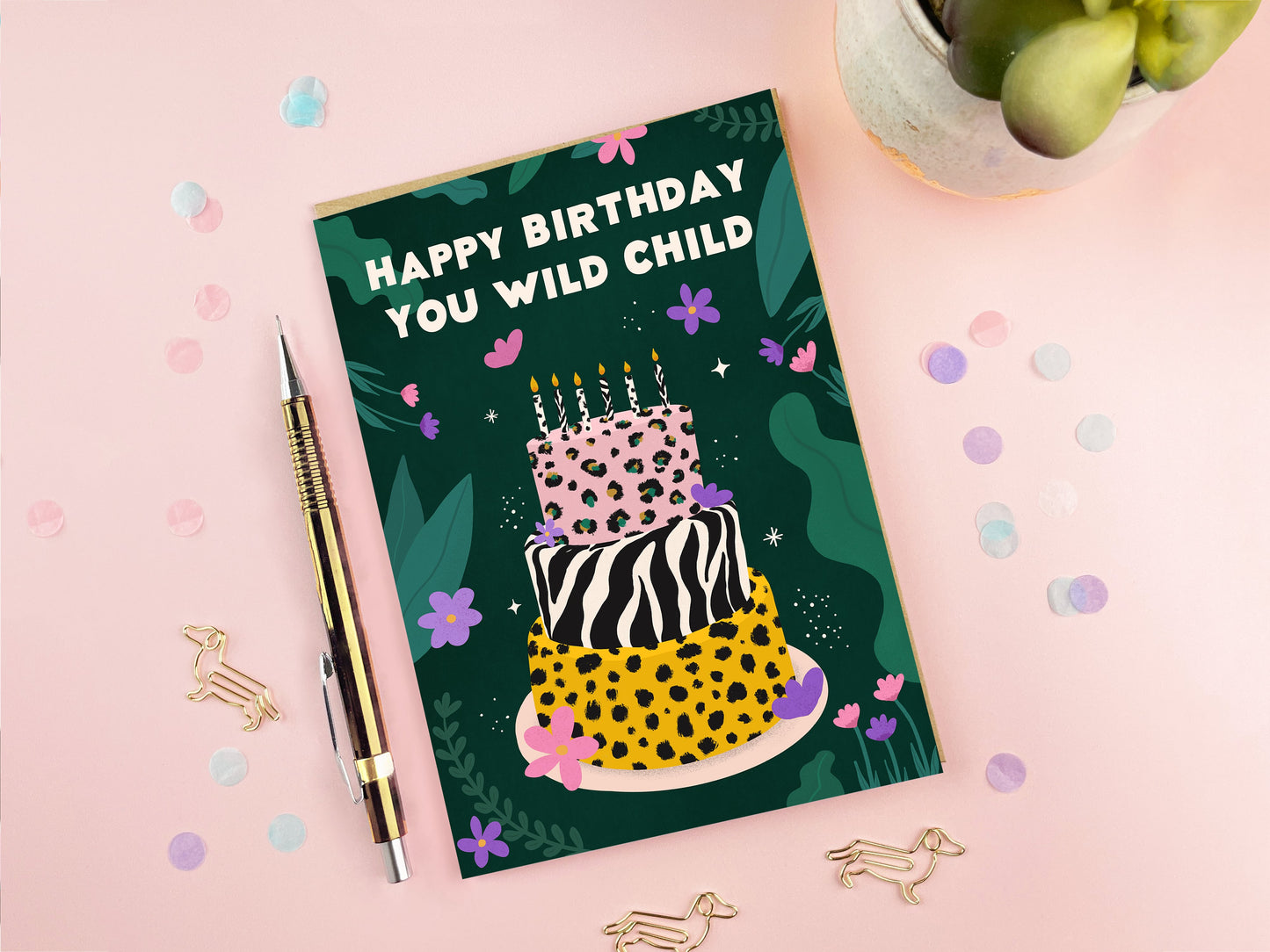 Wild Child Birthday Card | Leopard Print Card | Female Card