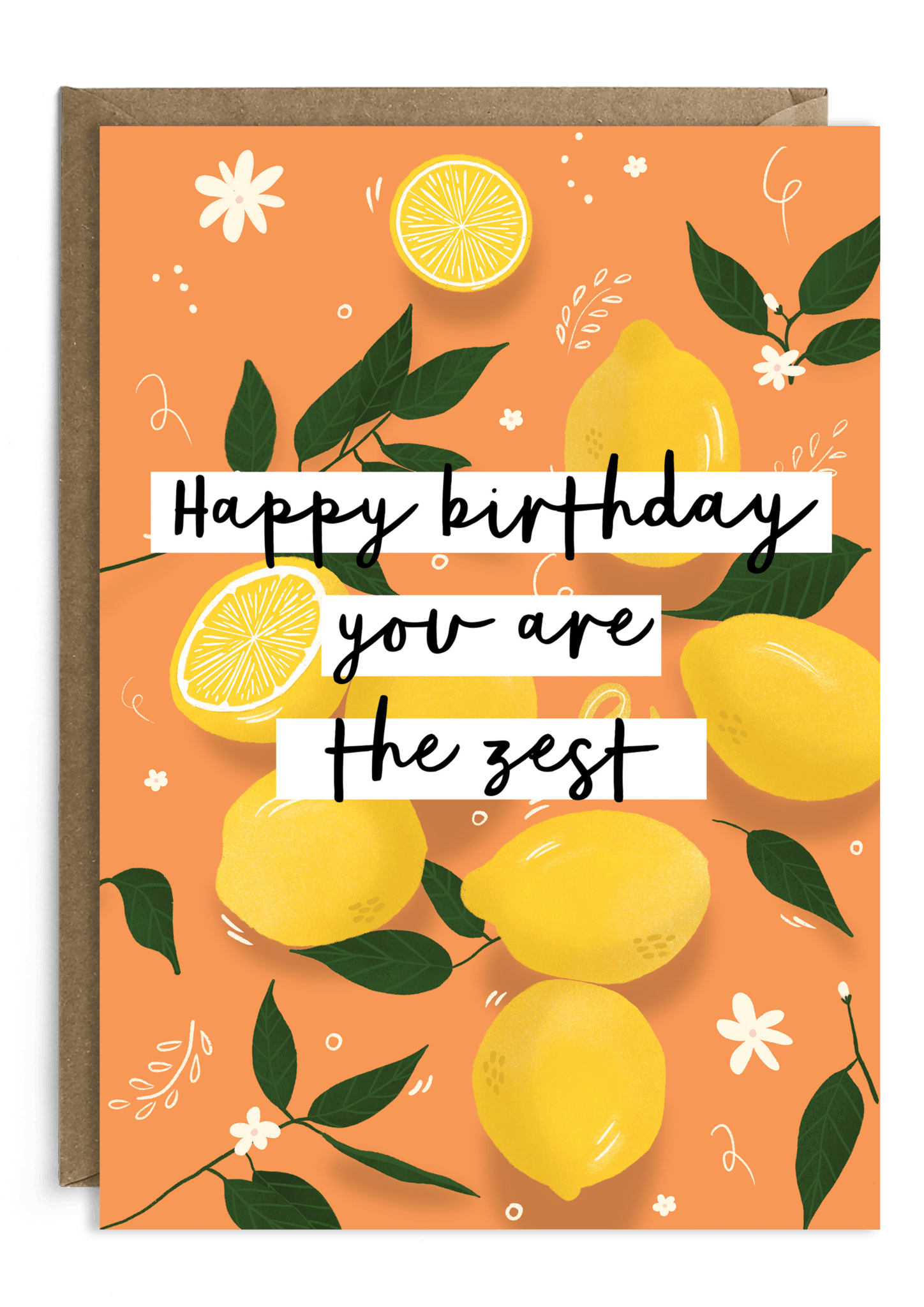 Birthday card with lemon pun - you're the zest in orange