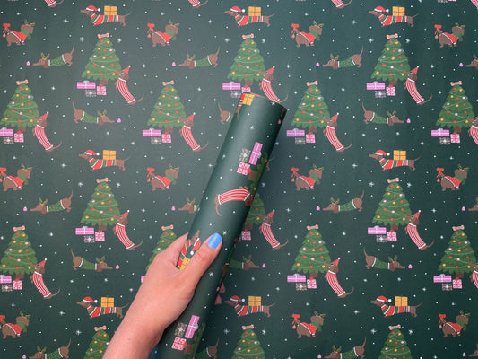 Sausage Dog Christmas Wrapping Paper | Festive Gift Wrap