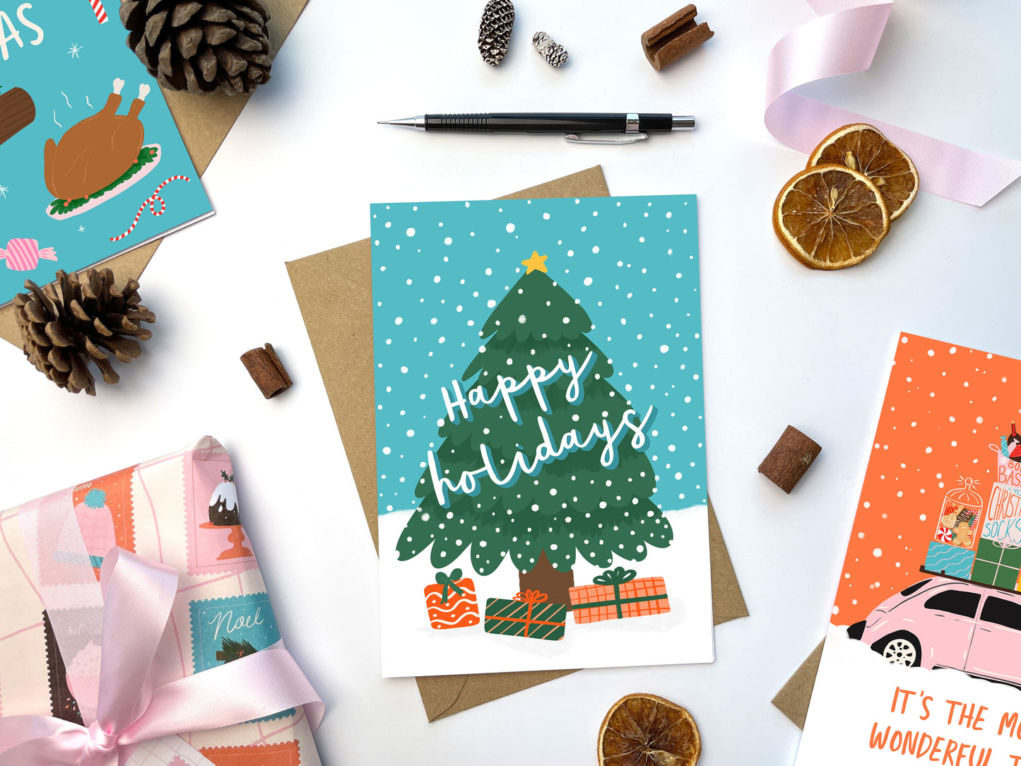 Happy Holidays Christmas Card | Seasonal Card | Festive