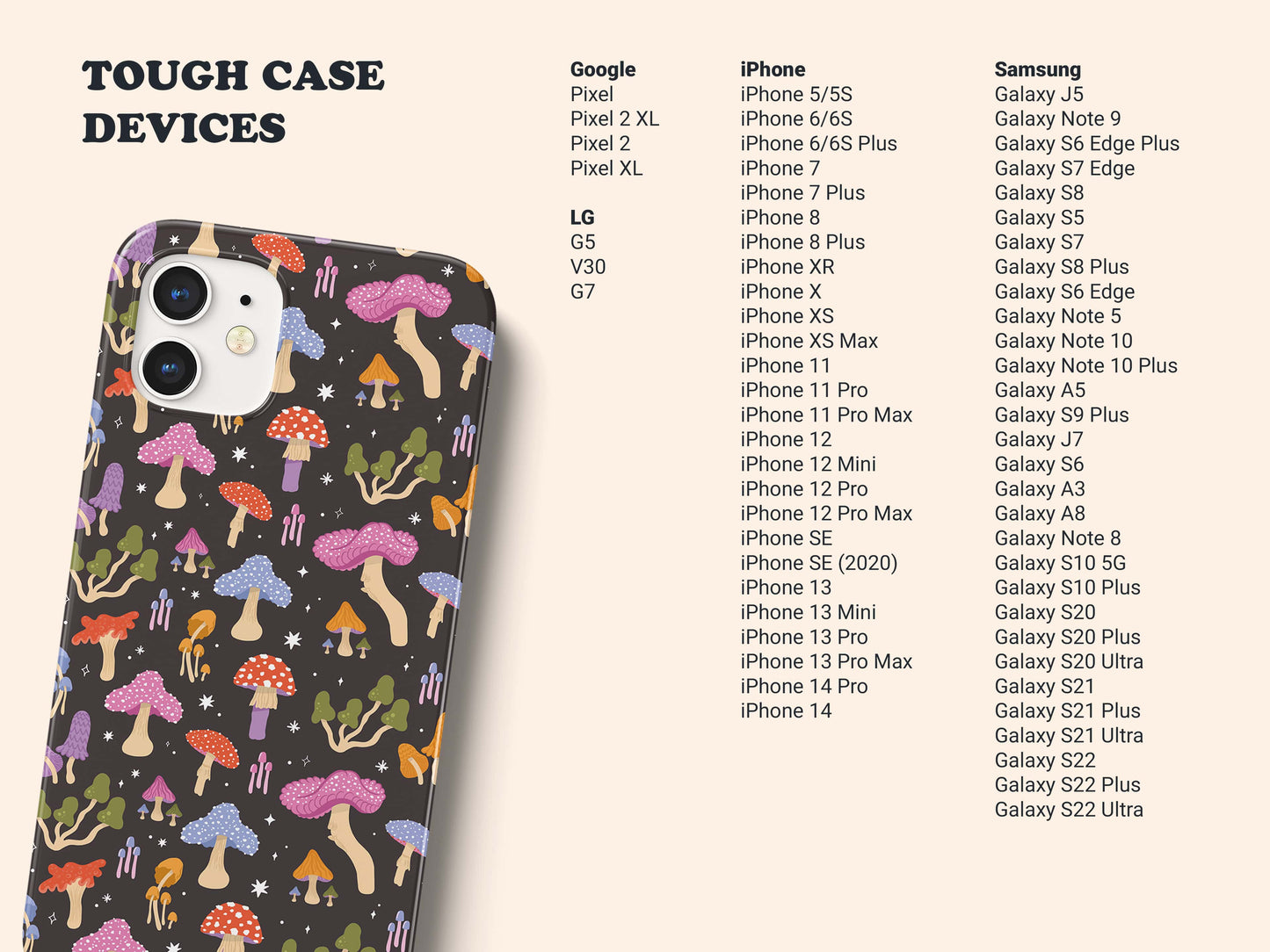 Funky Mushrooms Tough Phone Case